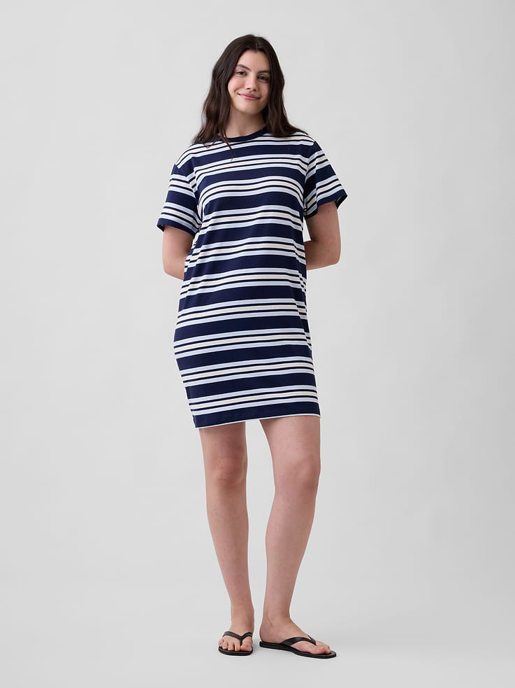 Image 4 of 6, Relaxed Stripe T-Shirt Mini Dress