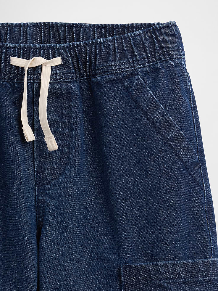 Image 3 of 4, Kids Pull-On Loose Denim Cargo Shorts