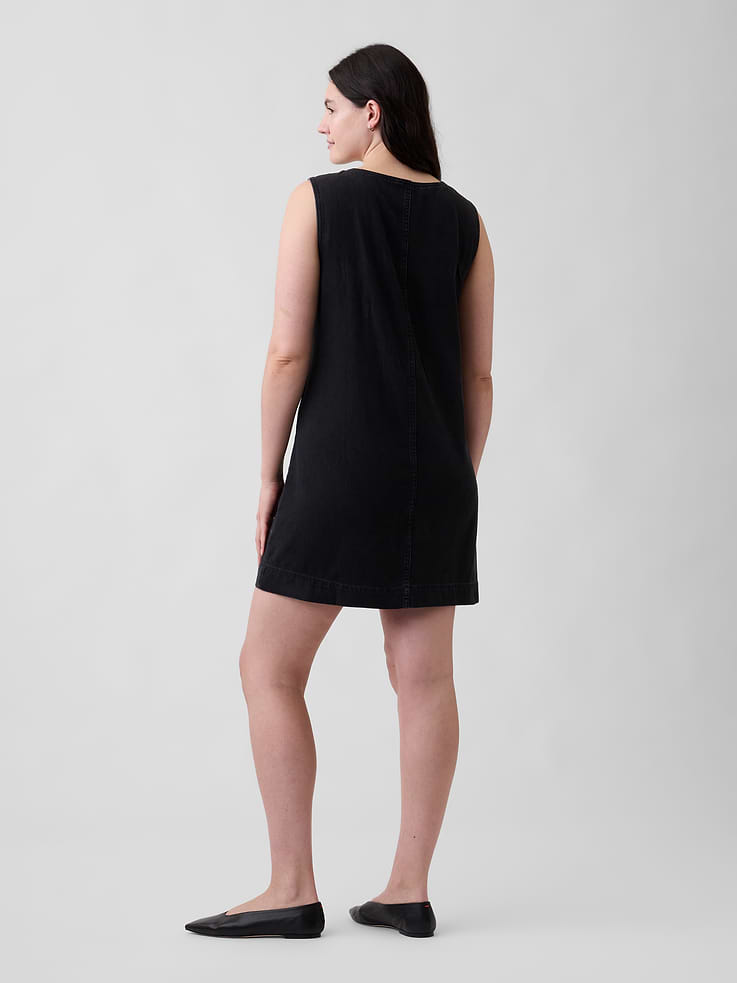 Image 5 of 6, Denim V-Neck Mini Dress