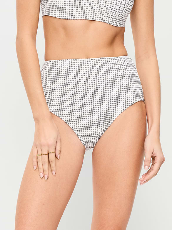 High-Waisted Pique Bikini Swim Bottoms