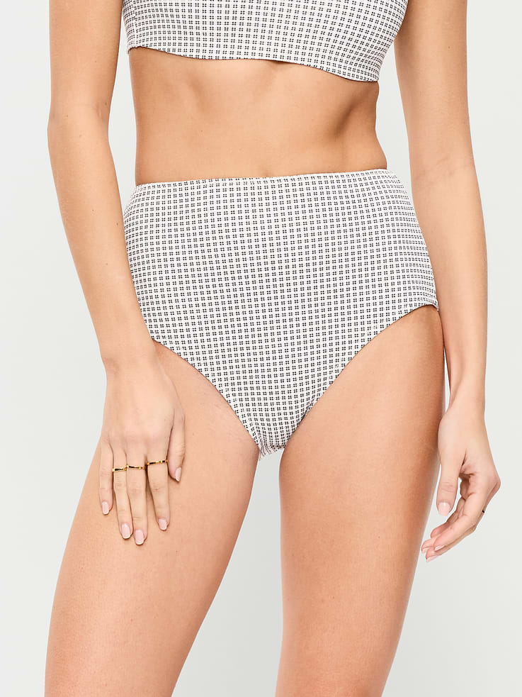 Image number 1 showing, High-Waisted Pique Bikini Swim Bottoms