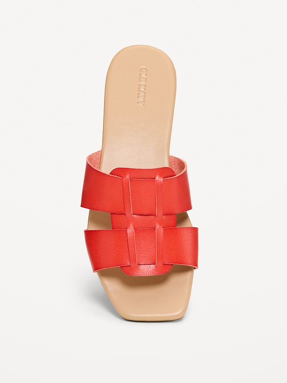 Faux-Leather Slide Sandals