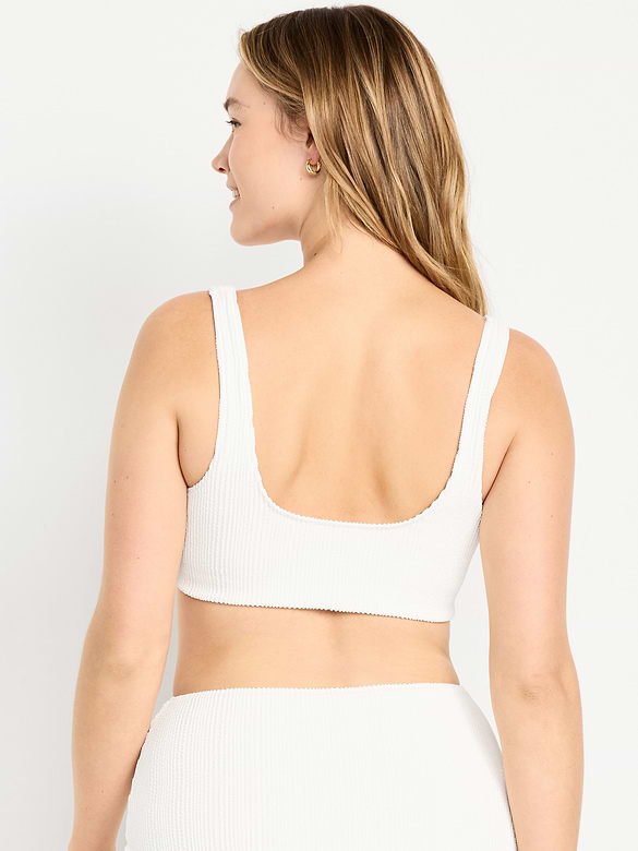 Ribbed Scoop-Neck Swim Top