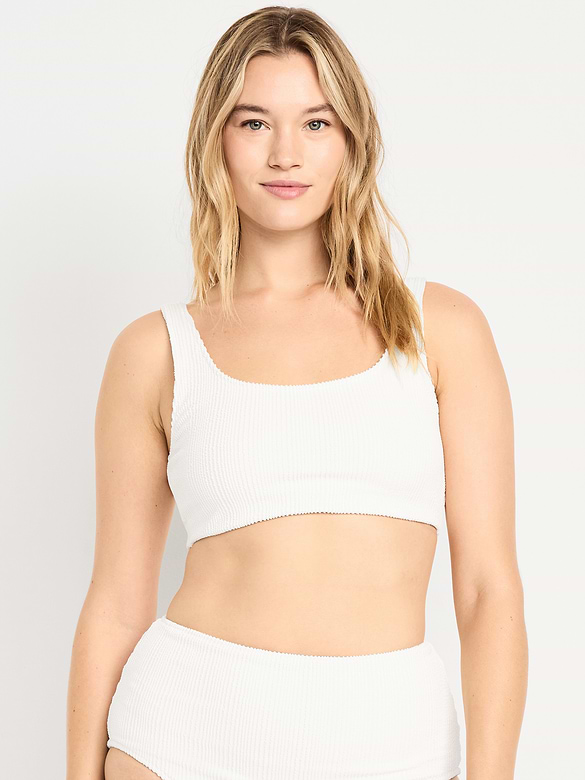 Ribbed Scoop-Neck Swim Top