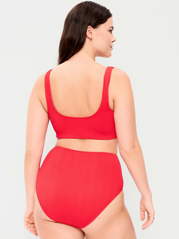 Ribbed Scoop-Neck Swim Top