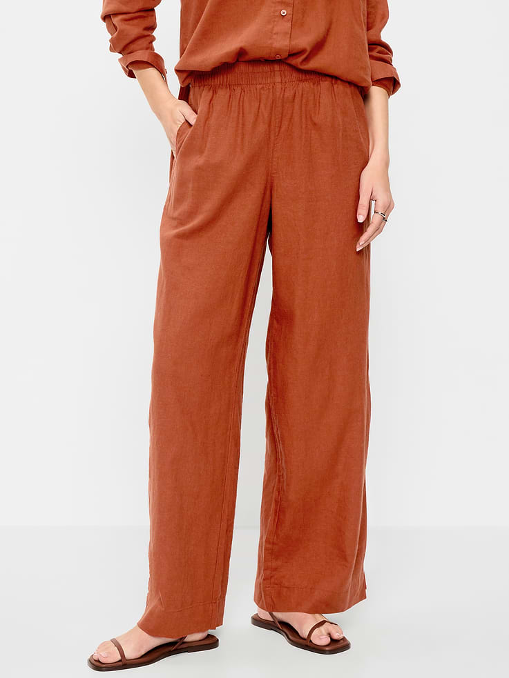 Image number 2 showing, High-Waisted Linen-Blend Super Wide-Leg Pants