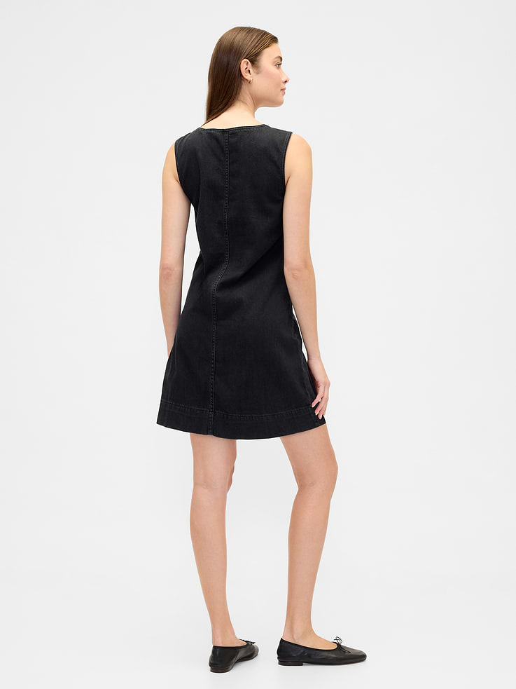 Image 2 of 6, Denim V-Neck Mini Dress