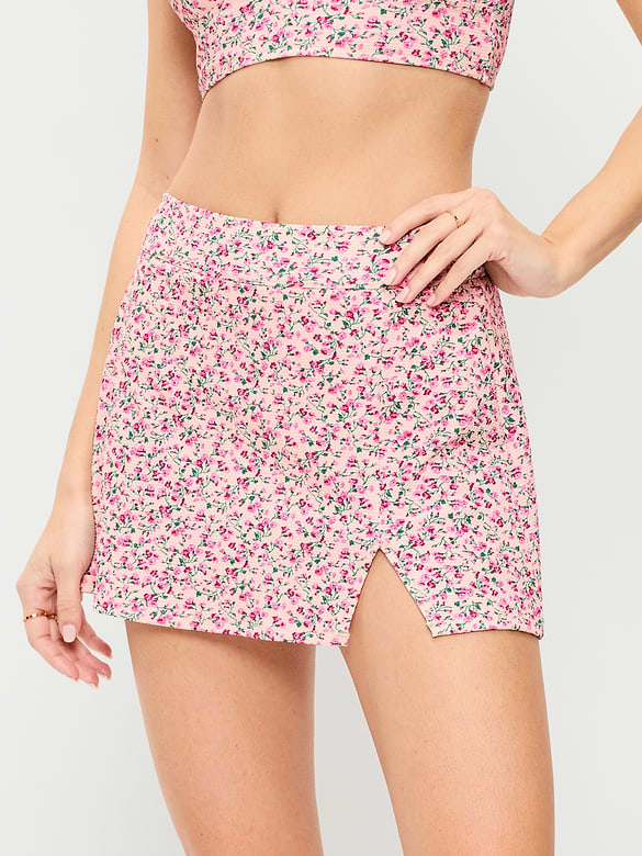 High-Waisted Textured Swim Skirt