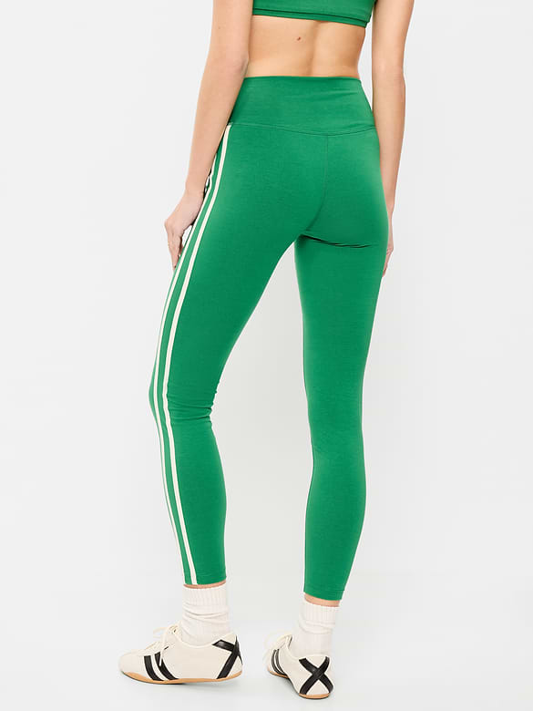 Legging à rayures latérales en coton à taille haute longueur 7/8 PowerChill