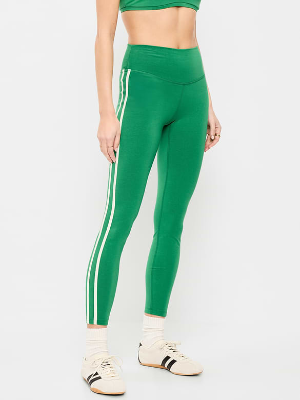 Legging à rayures latérales en coton à taille haute longueur 7/8 PowerChill