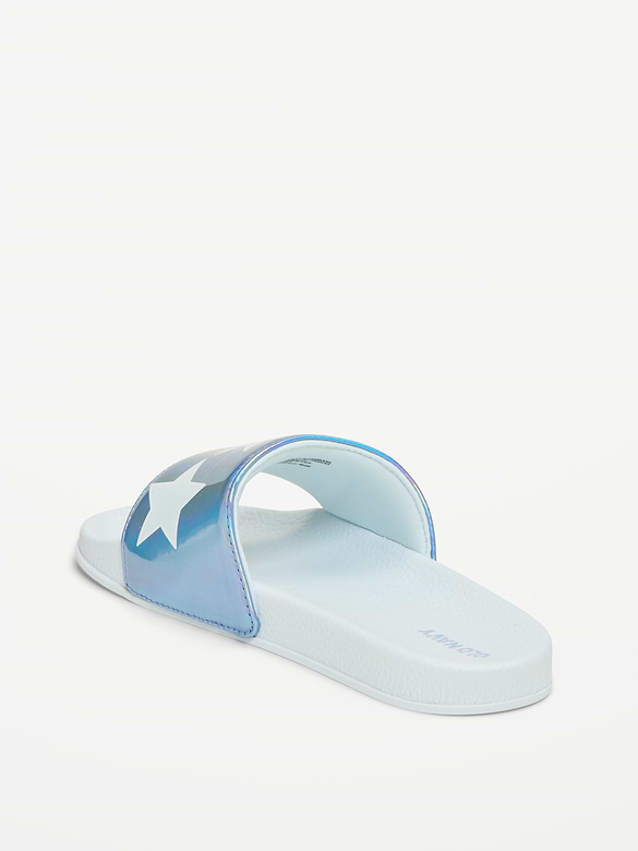 Faux-Leather Pool Slide Sandals for Girls