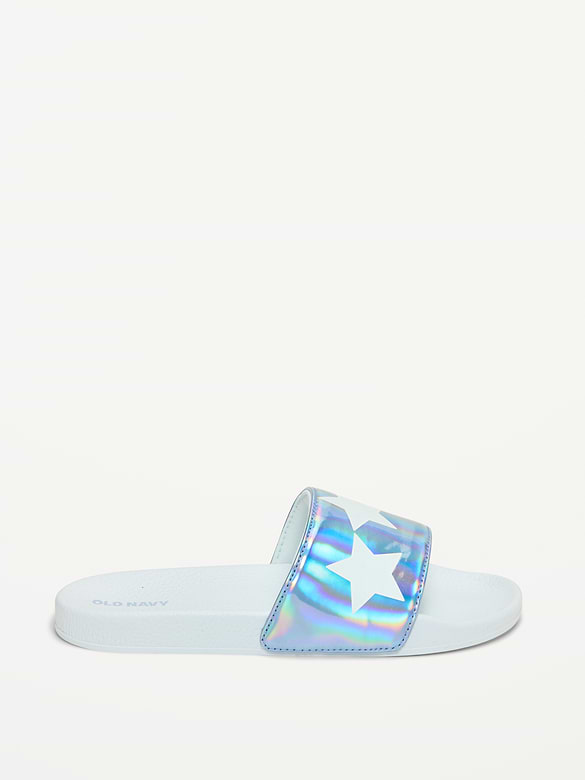 Faux-Leather Pool Slide Sandals for Girls
