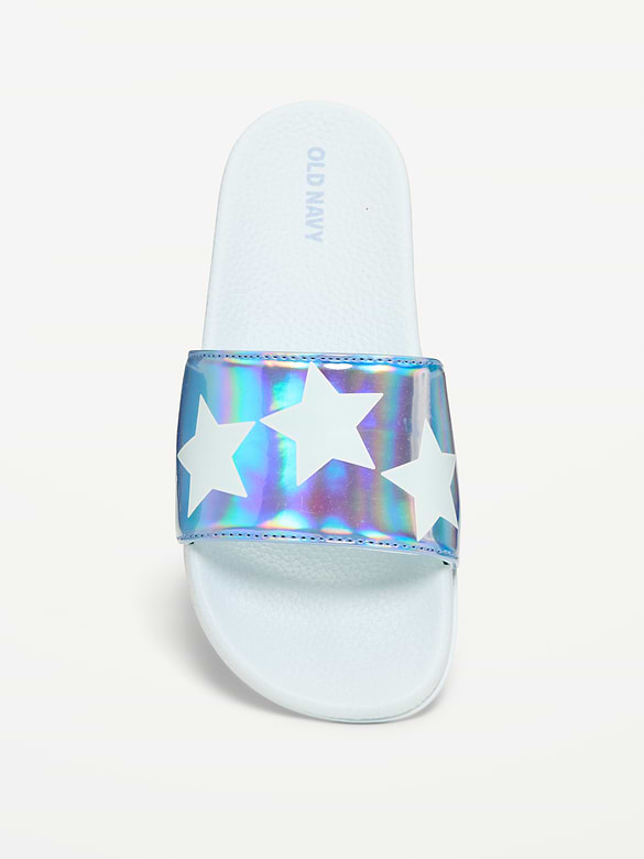 Faux-Leather Pool Slide Sandals for Girls