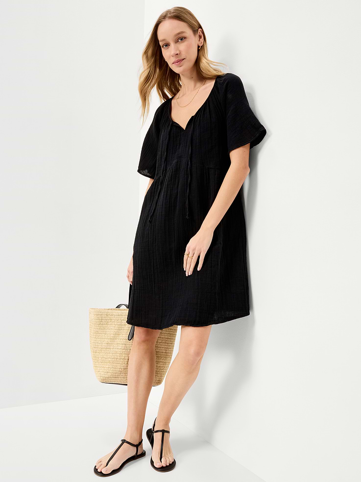 Image number 3 showing, Crinkle Gauze Flutter-Sleeve Mini Swing Dress