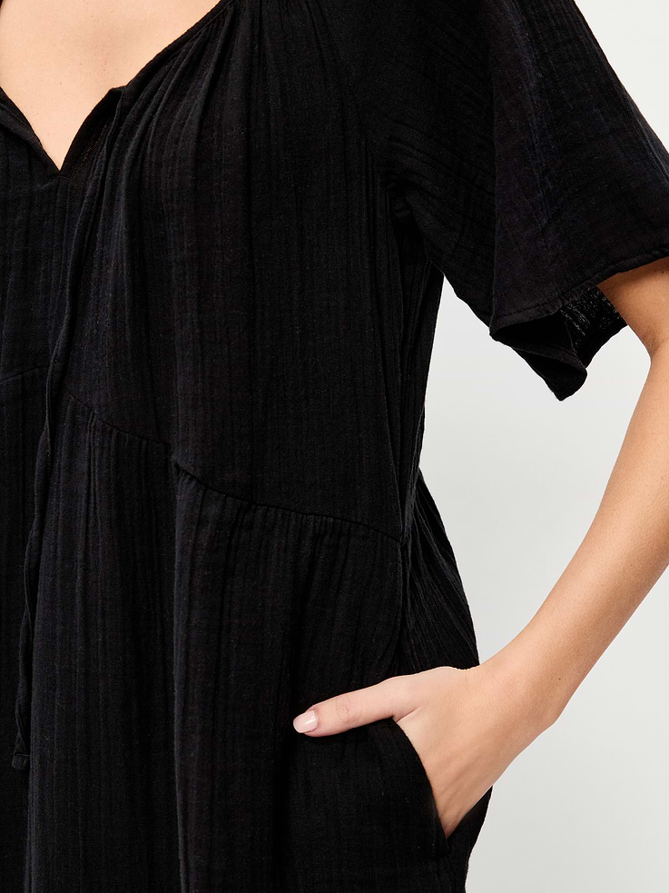 Image number 6 showing, Crinkle Gauze Flutter-Sleeve Mini Swing Dress