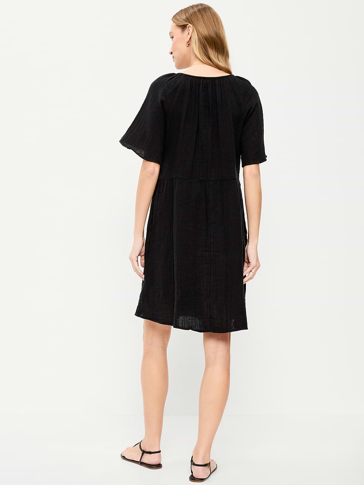 Image number 2 showing, Crinkle Gauze Flutter-Sleeve Mini Swing Dress