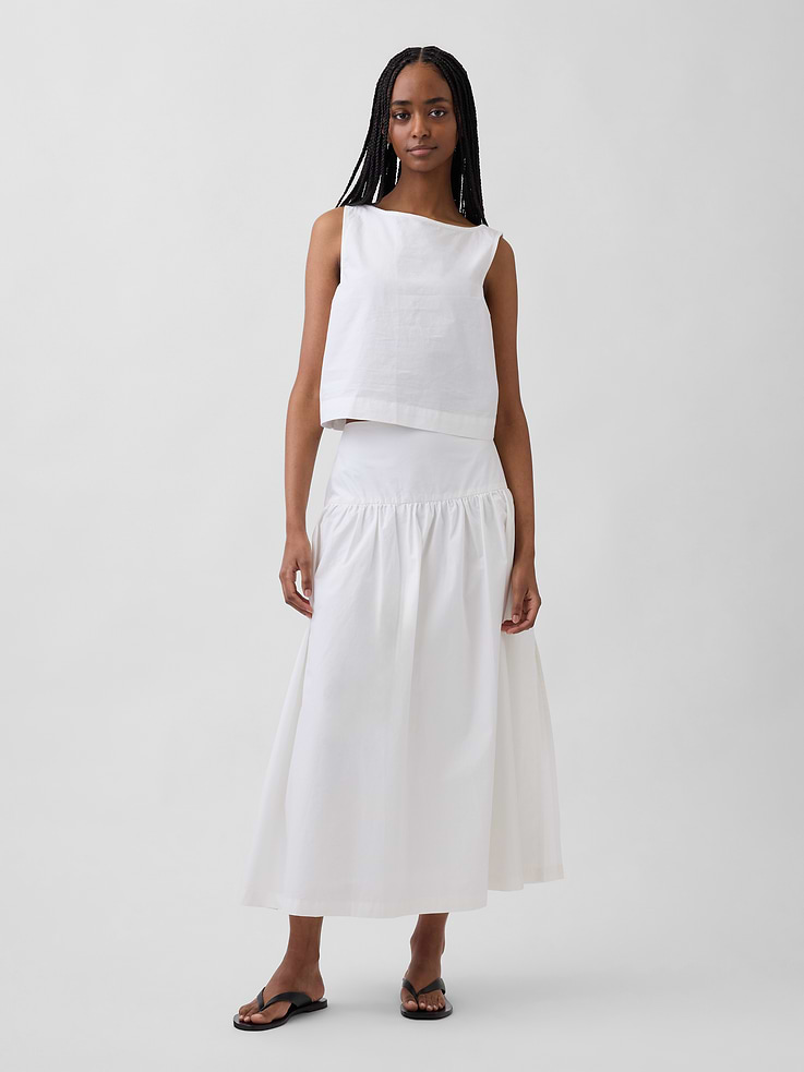 Image number 5 showing, Poplin Boatneck Shell Tank Top