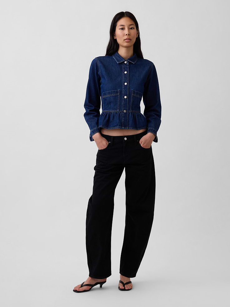 Image number 2 showing, Denim Fitted Peplum Top