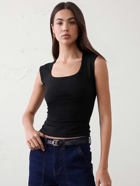 Soft Stretch Scoop-Neck Top
