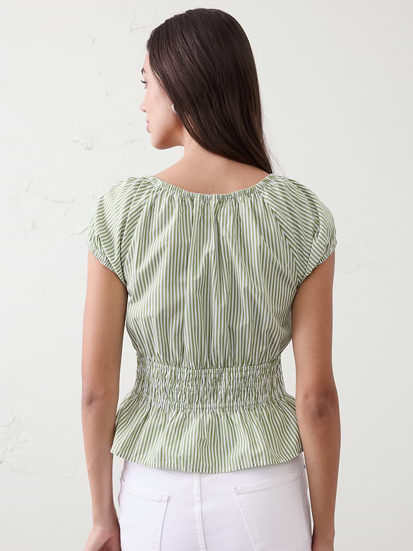 Elastic Scoop-Neck Top