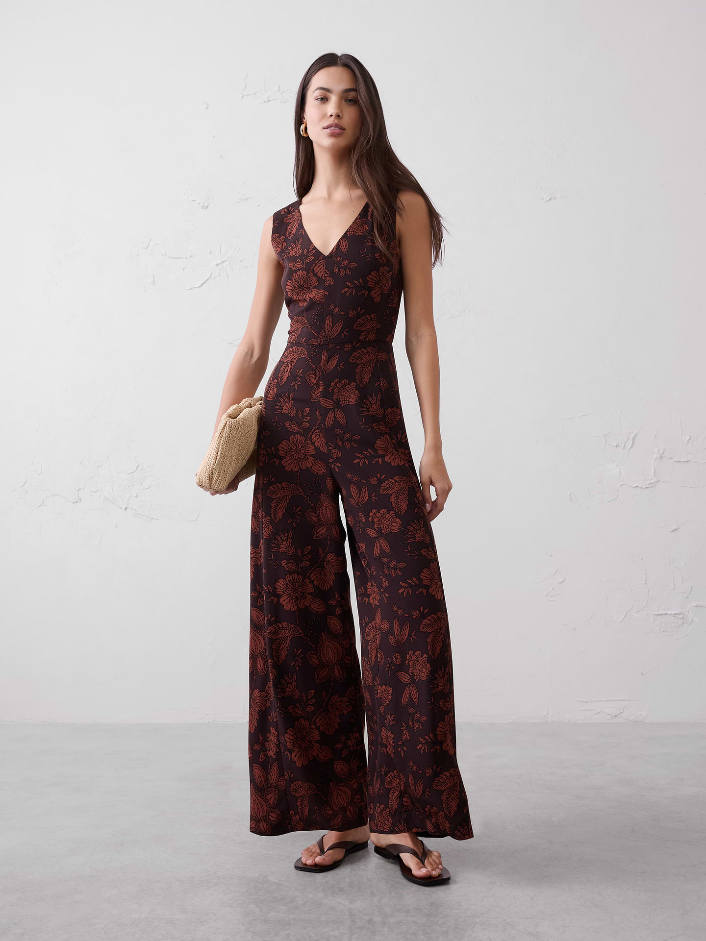 Image number 1 showing, Crepe V-Neck Jumpsuit