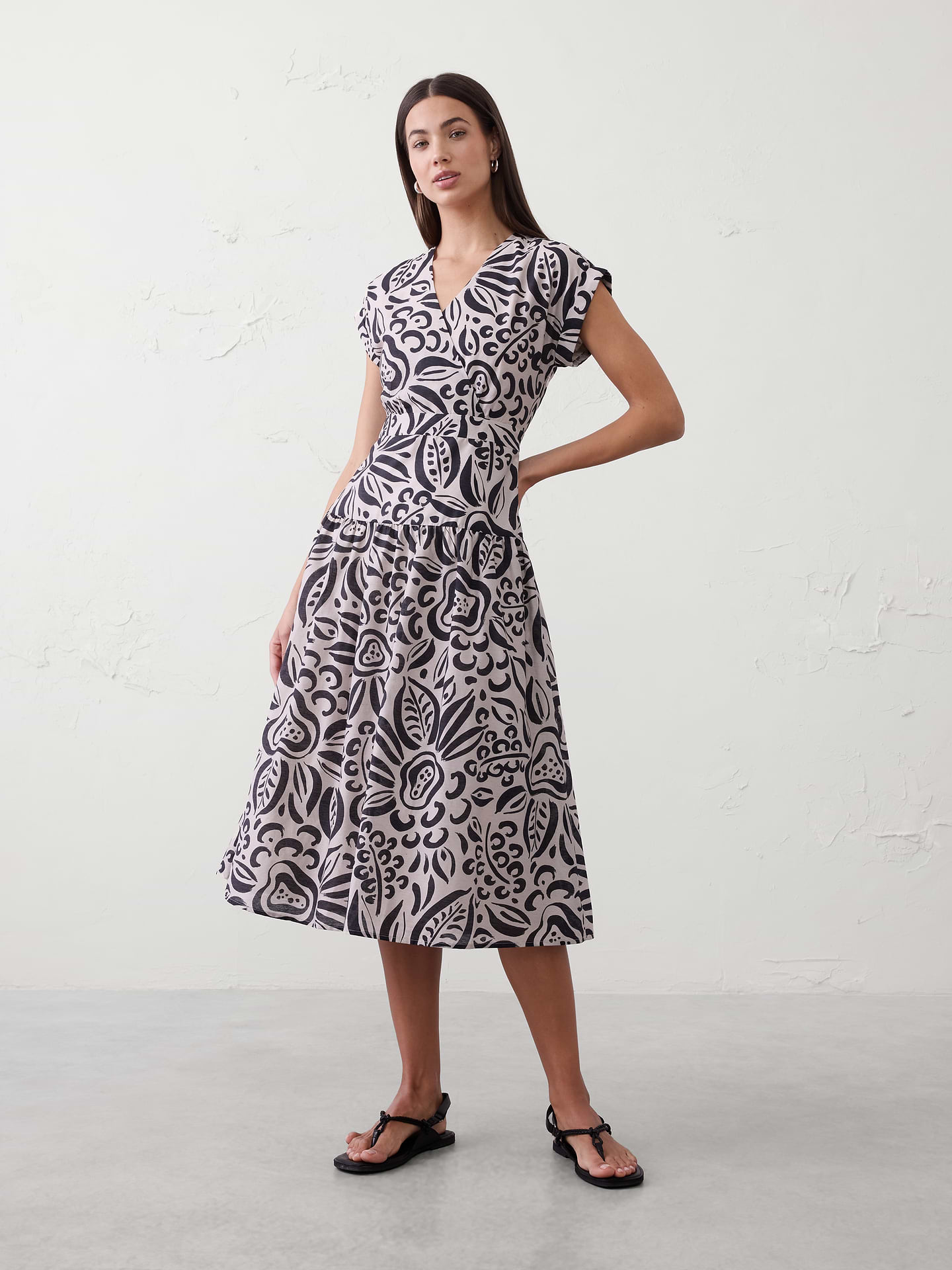 Image number 1 showing, Gathered Tiered Midi Dress