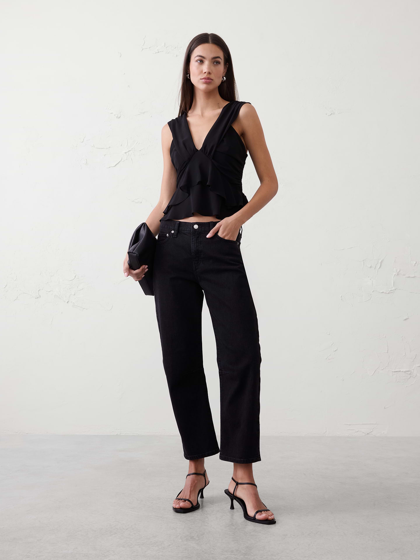 Image number 1 showing, Gathered Ruffle Cropped Top