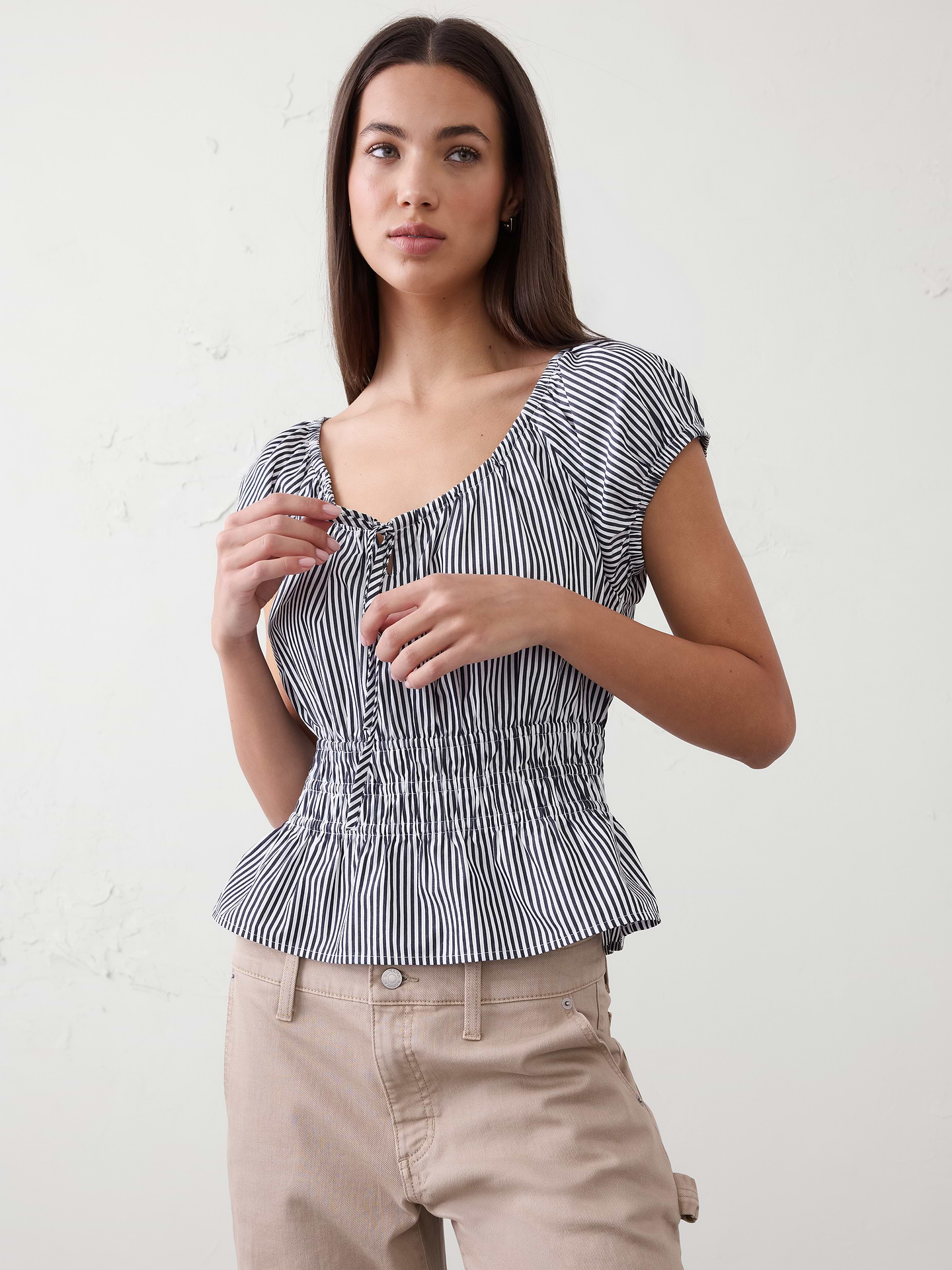 Image number 1 showing, Elastic Scoop-Neck Top
