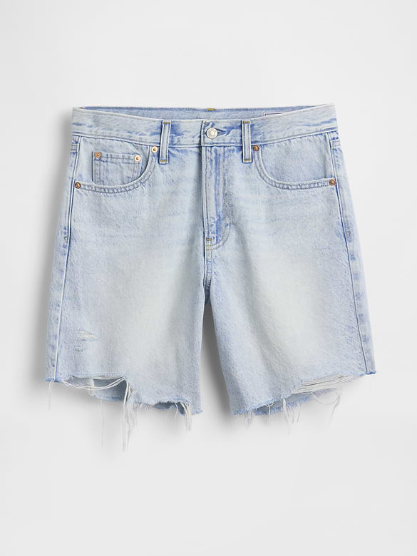 Mid Rise Loose Denim Bermuda Shorts