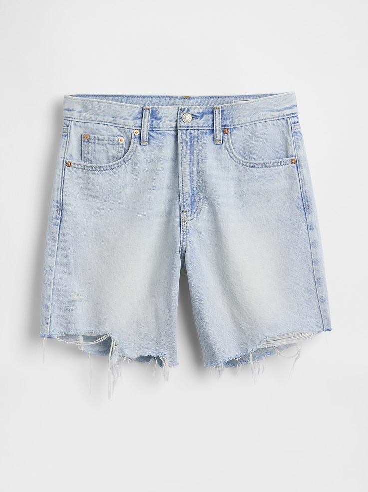 Image number 6 showing, Mid Rise Loose Denim Bermuda Shorts