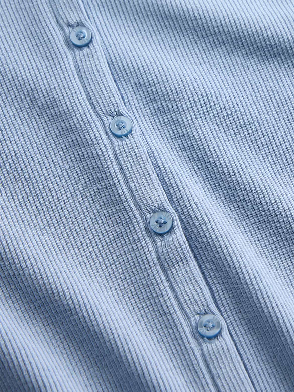 Modern Rib Button-Front Crew T-Shirt