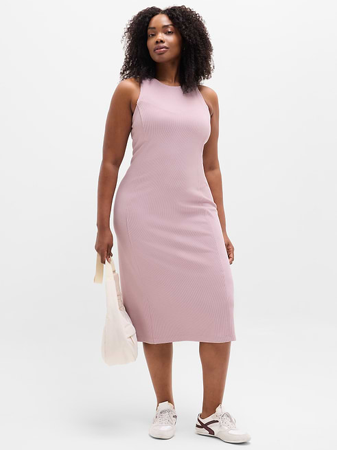 rib midi dress Elora Ribbed in Noir Black long sleeves Rihoas Square Neck Ribbed Midi