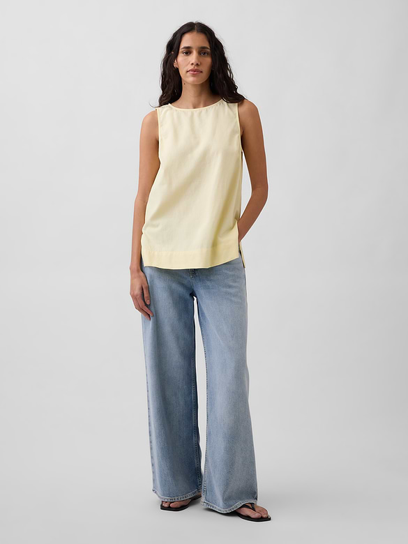 Linen-Blend Shell Tank Top