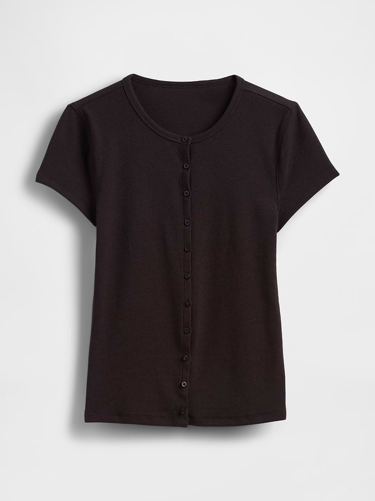 Image number 4 showing, Modern Rib Button-Front Crew T-Shirt