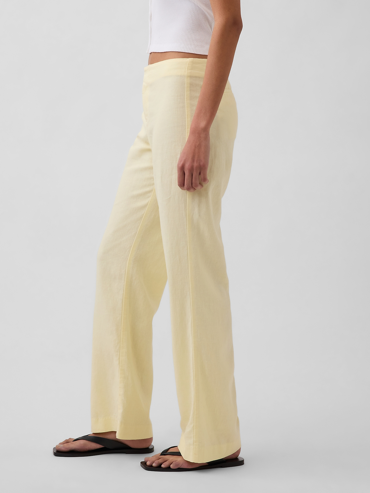 Low Rise Linen-Blend Flare Pants | Gap