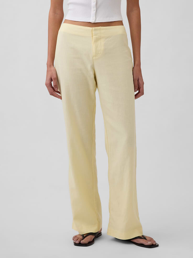 Image number 2 showing, Low Rise Linen-Blend Flare Pants