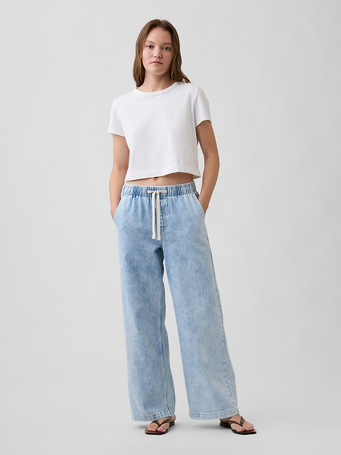 Gap High Rise Pull-On Wide-Leg Jeans