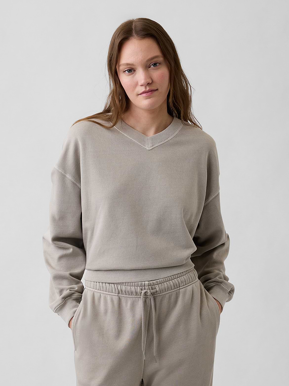 Relaxed Wedge V-Neck Sweatshirt