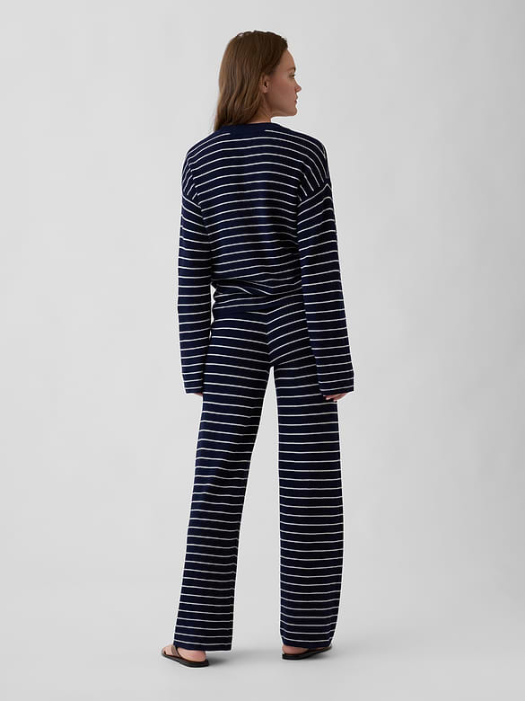 Relaxed Shaker-Stitch Sweater Pants