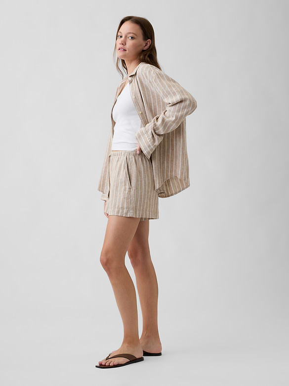 4" High Rise Pull-On Linen-Blend Shorts