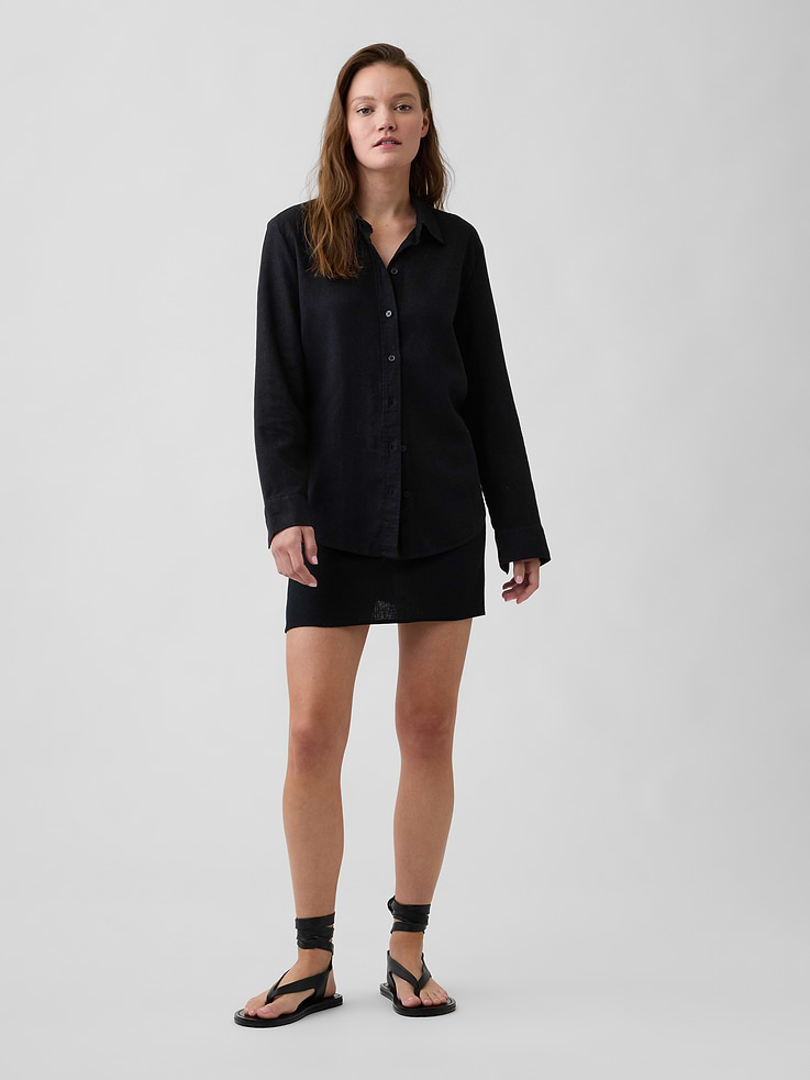 Image number 3 showing, Oversized Linen-Blend Easy Shirt