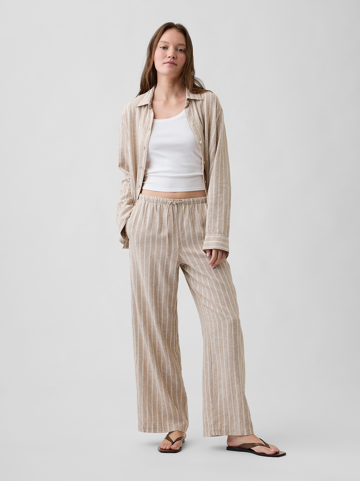 Relaxed Linen-Blend Wide-Leg Pants | Gap Factory
