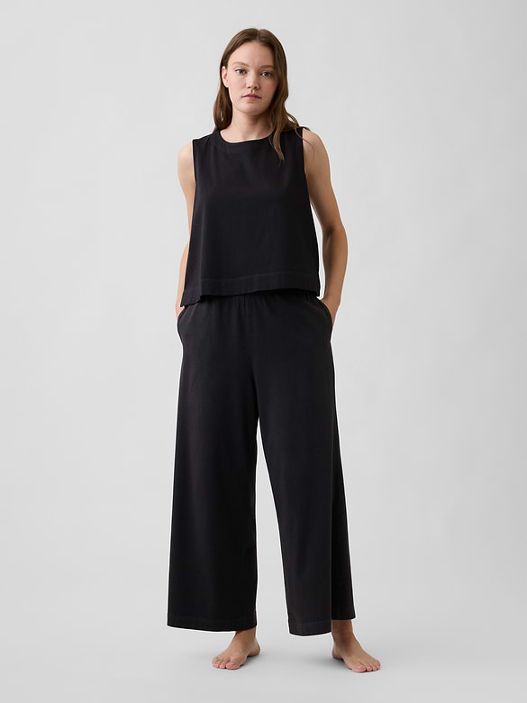 Heavyweight Pull-On Wide-Leg Crop Pants