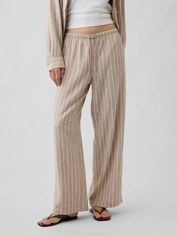 Relaxed Linen-Blend Wide-Leg Pants