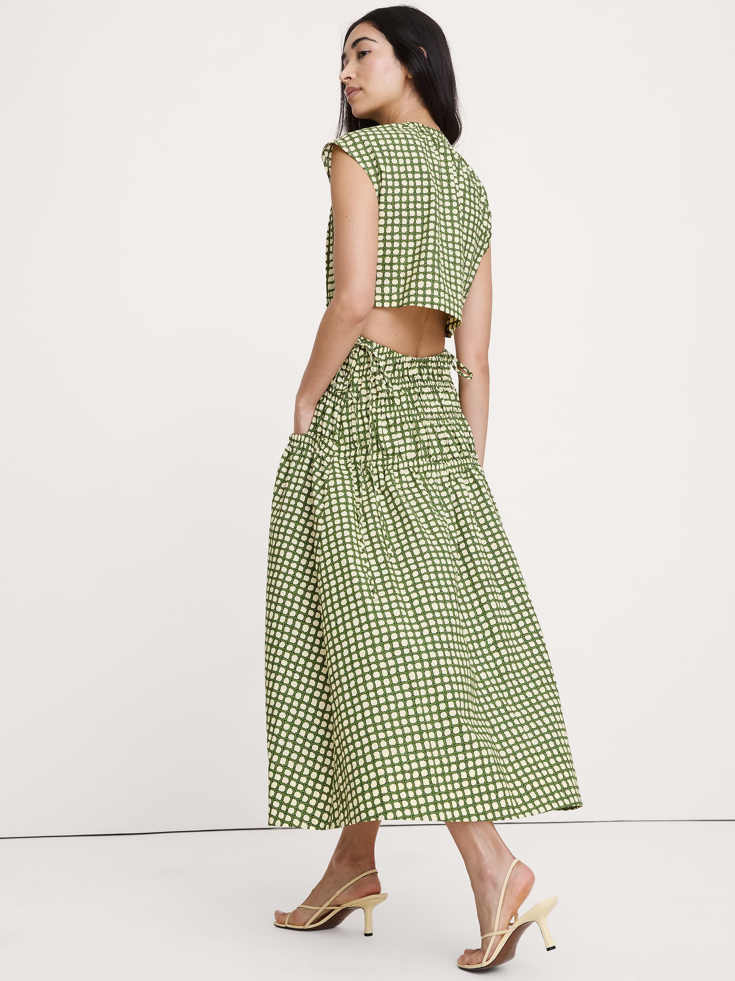 Image number 5 showing, Smocked Cotton Poplin Maxi Dress with Open Back