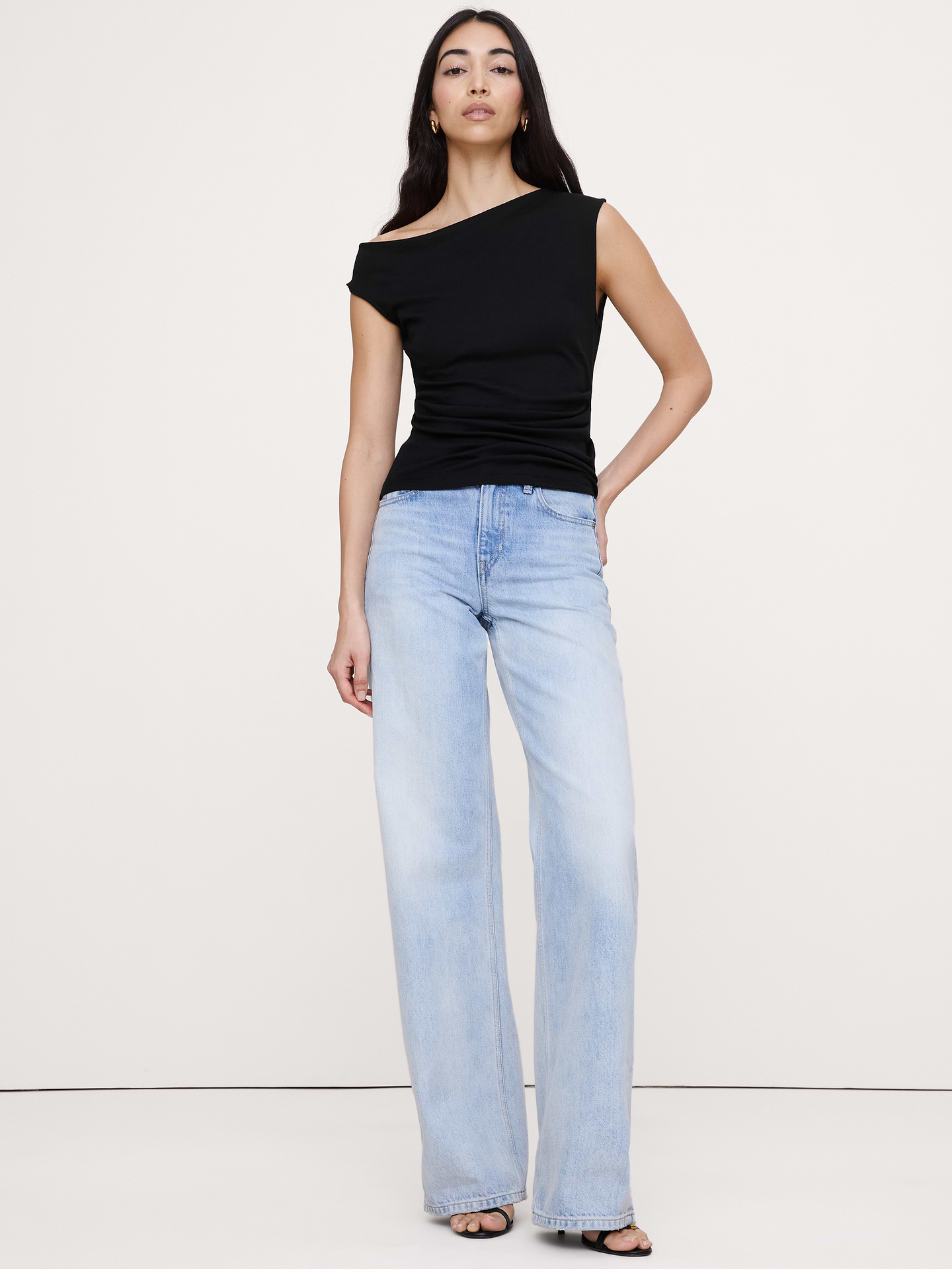 Image number 1 showing, Airy Cotton Asymmetrical Tank