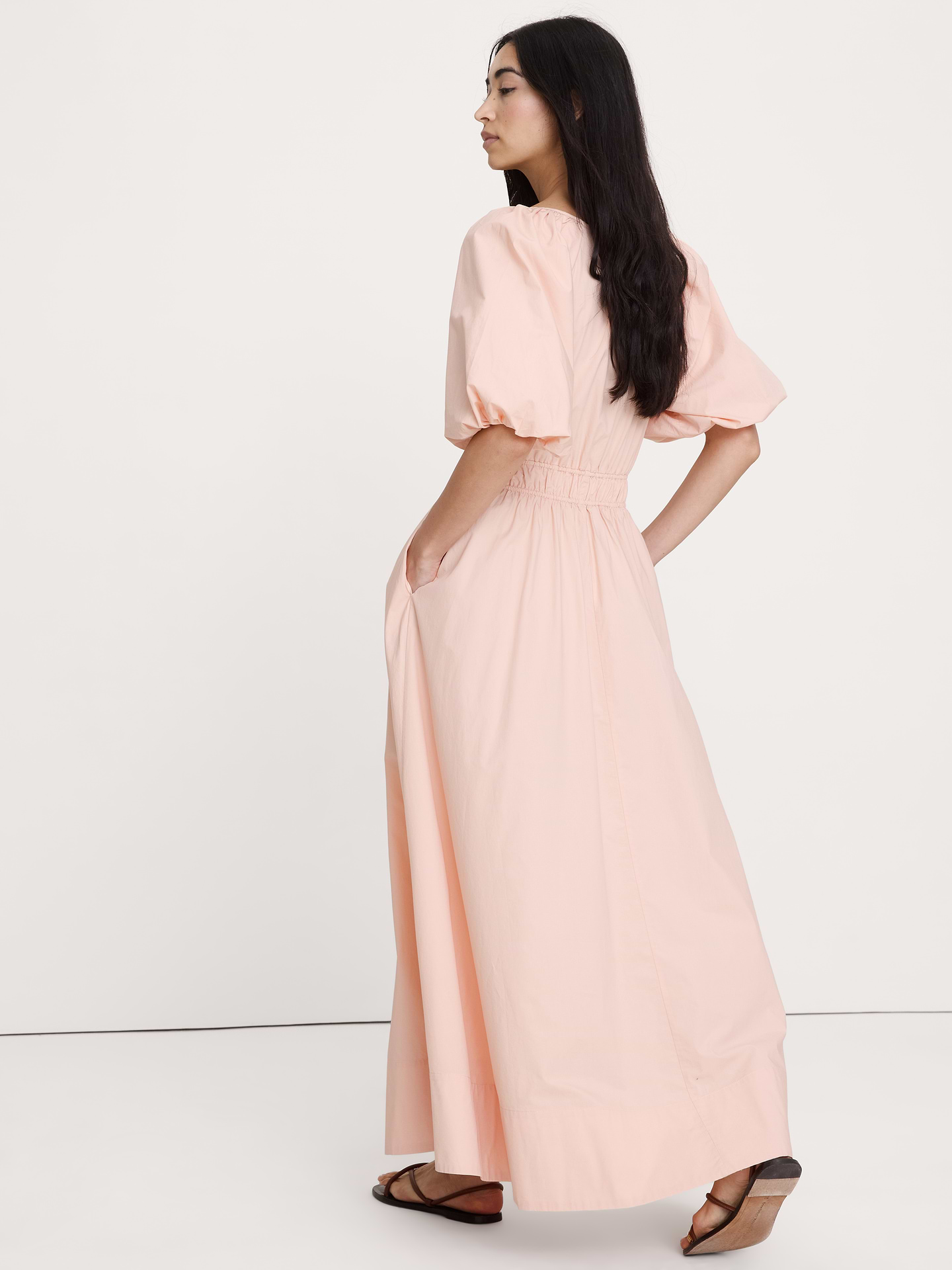 Image number 3 showing, Cotton Poplin Puff-Sleeve Maxi Dress