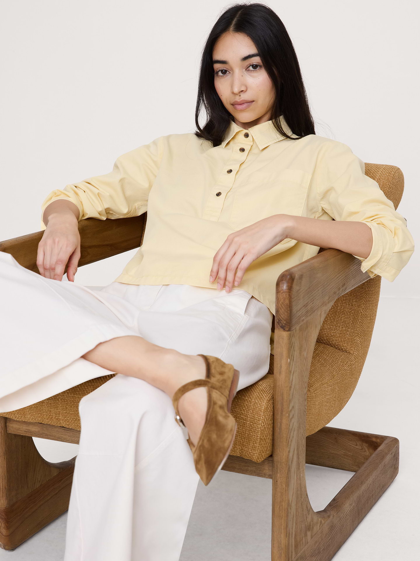 Image number 1 showing, Oversized Cotton Twill Popover Shirt