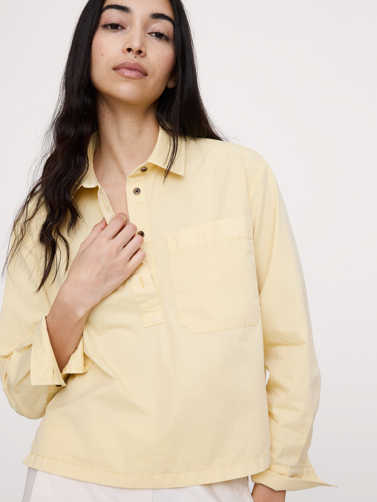 Image number 3 showing, Oversized Cotton Twill Popover Shirt