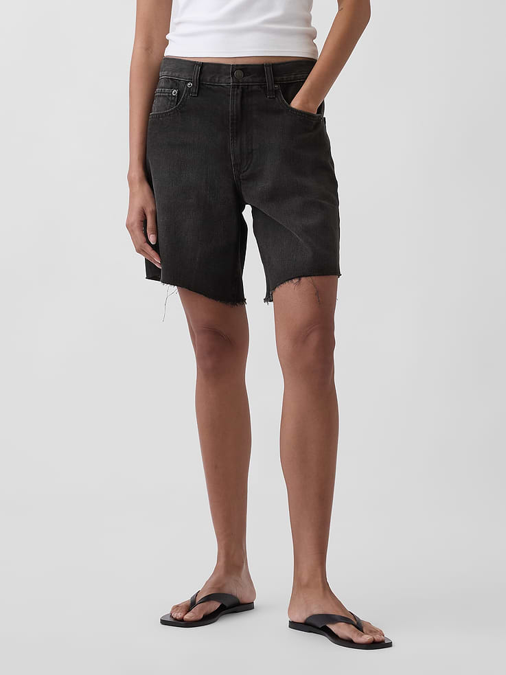 Image number 2 showing, 8" Mid Rise Loose Denim Bermuda Shorts